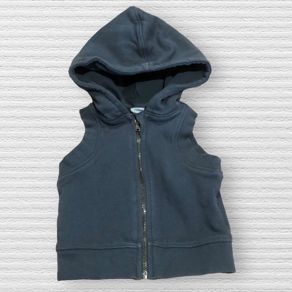 Kate Quinn Little Liam 3-6 Navy Blue Hooded Vest Organic Cotton